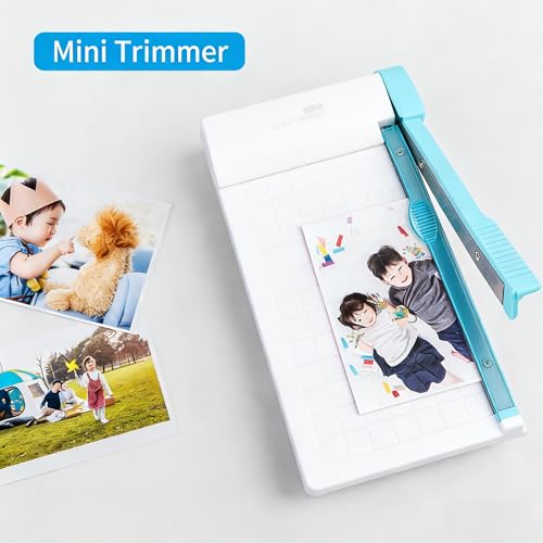 Mini Paper Cutter 6 Inch, Guillotine Paper Trimmer with Safety Blade | Portable Paper Cutting Board for Cardstock, Photos, Scrapbooking, Cards, Labels, Coupons, Office, Home and Craft Projects