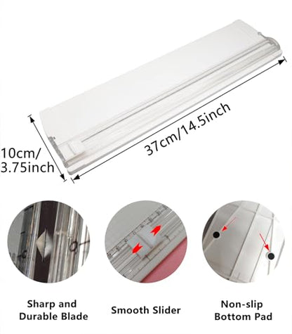 A4 Paper Cutter,14.5Inch Aluminum Alloy Blade Straight Trimmers with Protractor Ruler,Scrapbook Paper Cutters for Coupon,Cardstock,Label,Christmas and Birthday Gifts(1PC,White) - color: White