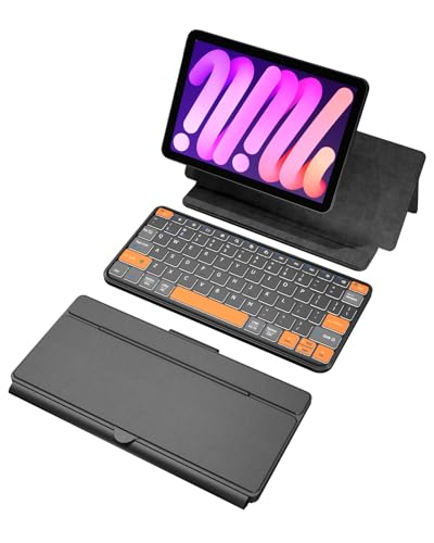 Universal Keyboard Plus Detachable, Dual Bluetooth Portable Keypad with Removable Stand & 7-Color Backlit, Wireless Travel Keyboard for iPad/Z Fold/Galaxy Tabs/Phones, Keypad for iOS/Android/Windows