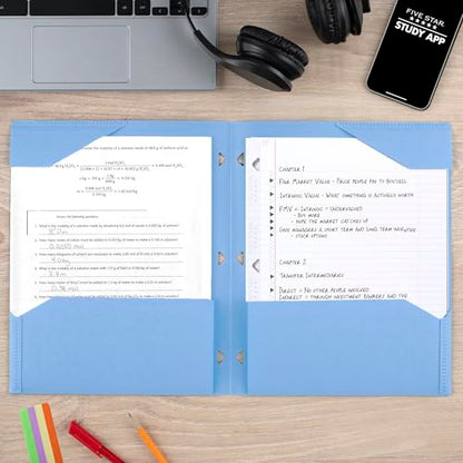 Five Star 2-Pocket Folder, Plastic Folder with Stay-Put Tabs, Fits 3-Ring Binder, Holds 8-1/2" x 11" Paper, Pacific Blue (333420C-ECM) - color: Pacific Blue