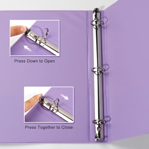 COMIX Standard 3 Ring Binder 1 inch with Clear View Cover, 1" Round Ring View Binder Holds 200 Sheets of US Letter Size Paper for School Office Supplies, 6 Pack (Pale Purple) - color: Pale Purple, size: 1 inch