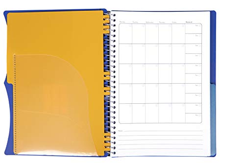 Mintra Office Durable PREMIUM Spiral Notebook, ((Blue, 2 Subject (6in x 9.5in)), Wire, Fabric Covered Coils, No Snags, Removable Adjustable Pocket Dividers, Ruler, Organization, Customizable - color: Blue, size: 2 Subject (6in x 9.5in)