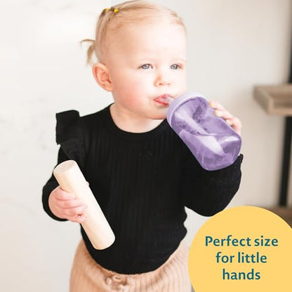The First Years Squeeze & Sip Toddler Straw Cups - Squeezable Transition Sippy Cup with Silicone Straw - Toddler Feeding Supplies - Pink/Purple/Blue - 7 Oz - 3 Count - Ages 6 Months and Up - color: Pink/Purple/Blue