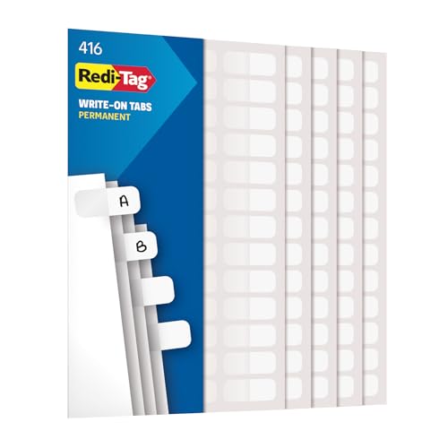 Redi-Tag, RTG31010, Permanent Stick Write-On Index Tabs, 416 / Pack, White, (Pack of 1) - style: 416 Tabs