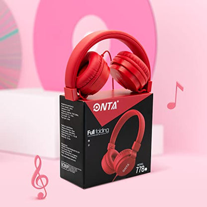 ONTA Kids Headphones for Boys Girls - Child Student Headset Wired Plug Toddler Earphones School Teen on Ear for Ipad | Computer | Smart Phone | Amazon Fire Tablet | Laptop | Plane Travel | Game (red) - color: Red