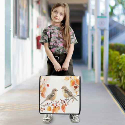 CEBUGI 3 Ring Zipper Binder with Shoulder Strap Multi-Pocket Portfolio Binder 1.5-inch D-Rings Expanding File Folder for School Office Two Birds