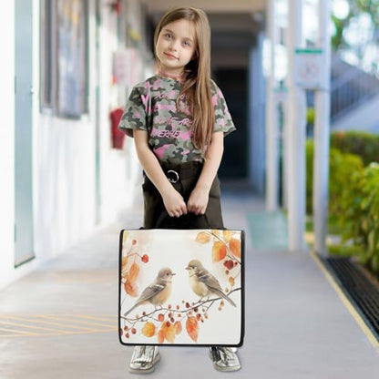 CEBUGI 3 Ring Zipper Binder with Shoulder Strap Multi-Pocket Portfolio Binder 1.5-inch D-Rings Expanding File Folder for School Office Two Birds