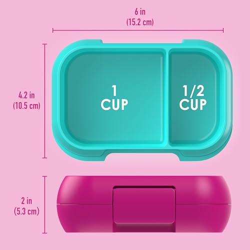Bentgo Kids Snack Leak-Proof 2 Compartment Bento-Style Container | For Snacks & Small Meals, Easy-Open Latch, Dishwasher Safe, BPA-Free for School, Daycare, & Sports, Ages 3+ (Fuchsia/Teal) - color: Fuchsia/Teal