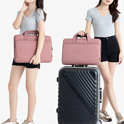 DOMISO 14 inch Laptop Case Sleeve Protective Cover Compatible with MacBook Air 15 M4 M3 M2,MacBook Pro,14-15 inch HP Dell ASUS Lenovo Chromebook,Waterproof Computer Bag with Handle,Pink - color: Pink, size: 14 inch