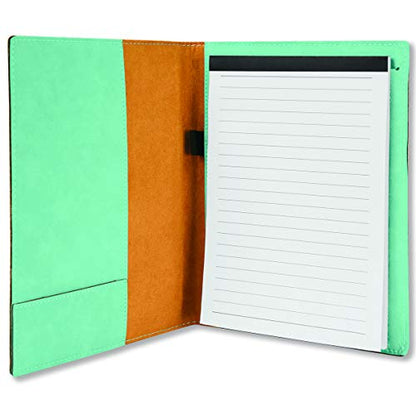Small 7" X 9" Portfolio Notepad, Monarch Butterfly, Personalized Engraving Included (Teal) - color: Teal, size: Small 7 X 9