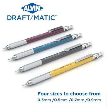 ALVIN DM05 Draft/Matic® Mechanical Pencil, 0.5mm, Stainless Steel Drawing and Design Tool for Students and Professionals, Great for Drafting, Architecture, Engineering, and Art - color: Black