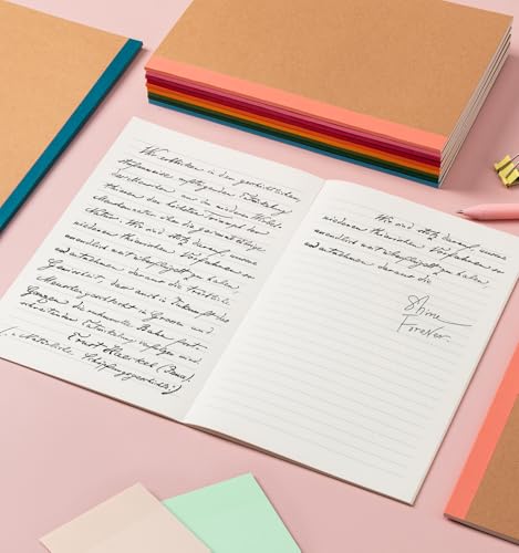 ALKALO 15 Pack Lined Notebook Journals Bulk, A5 College Ruled Composition Notebook, 8.3”x 5.5”,Kraft Cover with Rainbow Spines, 15 Colors 60 Pages for School Office Travel - color: Rainbow, style: Lined-15pack