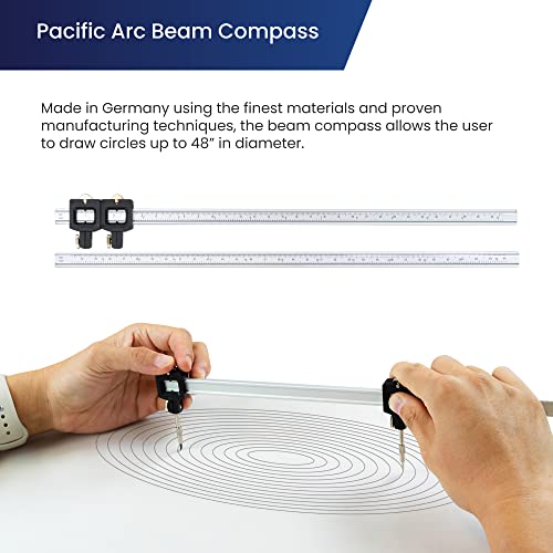 Pacific Arc Beam Compass - Plain - Metal - 13 inch w/Ruling Pen, and Lead Holder