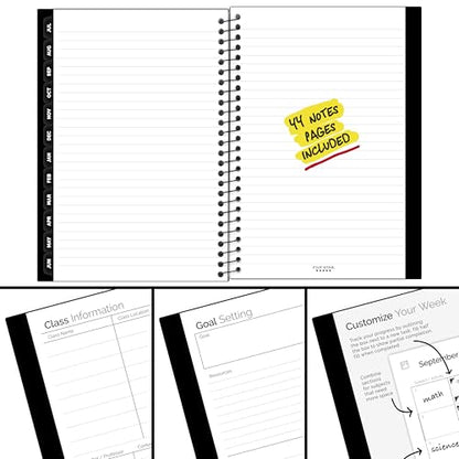 Five Star Planner 2026-2027 Weekly & Monthly Academic 12-Month July-June Advance Student Planner + Study App, 5-1/2" x 8-1/2", Black (CAW45905) - color: Black, size: Half Letter (5.5 x 8.5 inches), style: 2026-2027