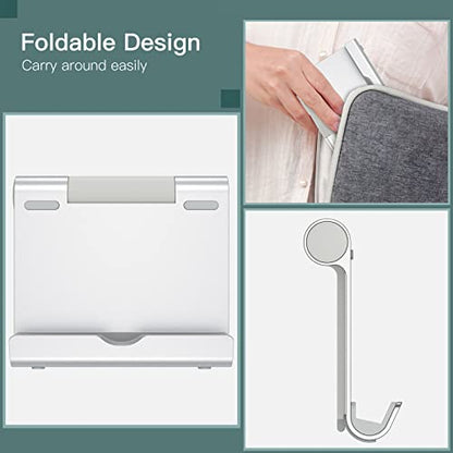 JETech Foldable Tablet Stand for 4-11" Tablets and Phones, Silver | Adjustable Portable Desktop Holder, Foldable Dock for iPad/iPad Pro/Air/Mini, Galaxy Tab A8/A7 Lite/A7/S8/S7, Kindle, etc - color: Silver