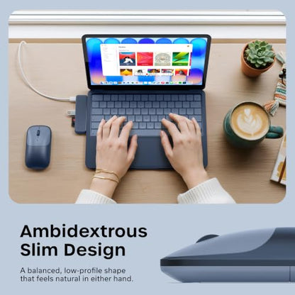 Satechi Slim EX Wireless Mouse, Multi-Device Bluetooth & 2.4GHz Connection for macOS, Windows, iPadOS, and Android, Quiet Clicks, Anodized Aluminum Shell, USB-C Rechargeable Battery, Indigo - color: Indigo
