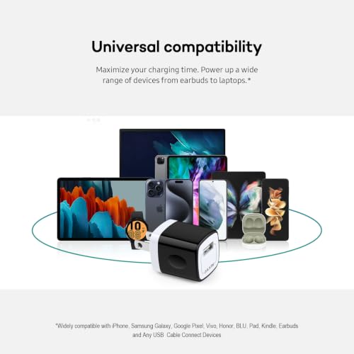 5 Pack USB Outlet Plug, Charger Block, Single Port USB-A Wall Charging Cube | USB AC Power Plug for iPhone Android Samsung Galaxy Google Pixel, MultiPack Phone Charger Brick Box Base Adaptor Cargador - size: 6ft, style: USB Wall Charger