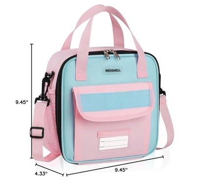 REDSHELL Lunch Box Kids, Large Insulated Lunch Bag Lunchbox for Girls, Pink | Tactical Style, Cooler Lunchbag, Square Toddler Lunchbox, School & Daycare, Lunch Tote, Water Bottle Holder, Adjustable Strap - color: Pink