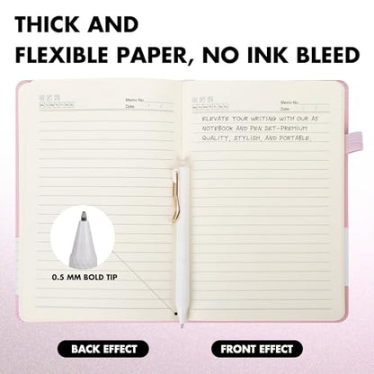 Aodaer 12 Set Lined Notebook Journals with Pens A5 Notebooks 100 GSM College Ruled Hardcover Notebook PU Leather Notepad with Pen Holder for Office School, 5.7 x 8.3 Inches, Pink - color: Pink