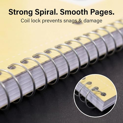 Single Subject Spiral Notebook, 70 Ruled Pages, 10.5 x 8 Inch, College Ruled Paper, Wire Bound Notebook for School, College, Office & Home Pack of 12