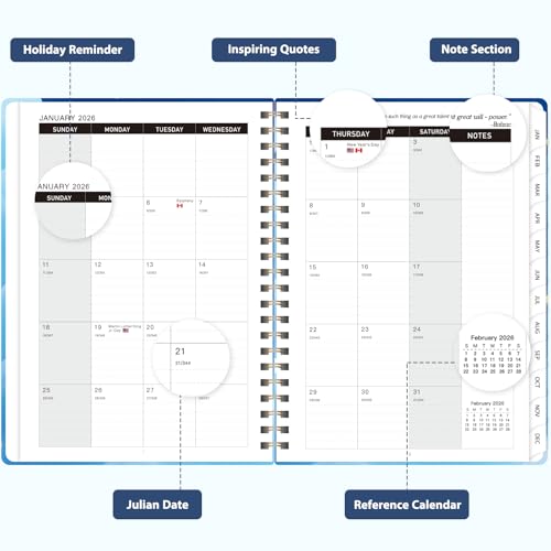 2026 Planner, Weekly and Monthly Calendar Planner Agenda, Jan 2026 - Dec 2026, Planning Academic Book, Office Desk Accessories and School Supplies - A5 (6.3'' x 8.5'') - color: D-Star