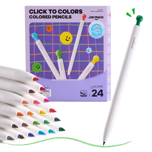 Jar Melo Mechanical Colored Pencils for Kids 24 Count, Erasable Oil-Based Pastel Pencils with Sharpener, Retractable Thick Color Leads, Drawing & Art Supplies for Kids, Artists Adults Coloring Books - style: 24 Colored