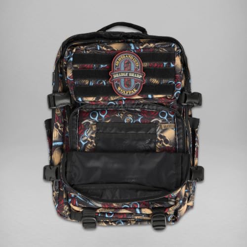 WOLFpak 45L Athletic Gym Backpack - Durable 1000D Waterproof Oxford Material with MOLLE Webbing, Laptop Pocket - color: Deadly Sharp