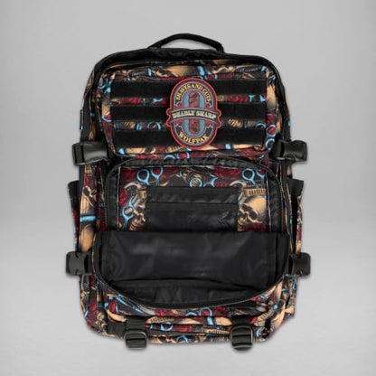 WOLFpak 45L Athletic Gym Backpack - Durable 1000D Waterproof Oxford Material with MOLLE Webbing, Laptop Pocket - color: Deadly Sharp