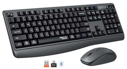MEETION Silent Wireless Keyboard and Mouse Combo, Full-Sized Cordless Keyboard, 3 DPI Adjustable Optical Mouse, for Computers/Laptops/Windows/Mac,Black - color: Multi Black