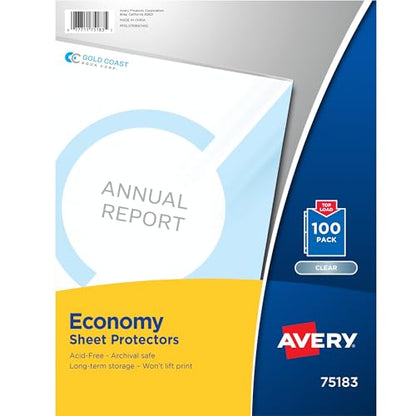 Avery Clear Economy Sheet Protectors, Top Load, 100 Document Protectors (75183) - size: 100 Pack
