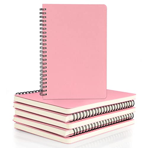 EUSOAR College Ruled Notebooks, 6 Packs 5.5" x 8.3" 120 Pages Pink A5 Spiral Notebook Bulk, Lined Writing Notebooks Sketchbook Set, Office Meeting School Supplies - color: Pink, size: 6 Packs