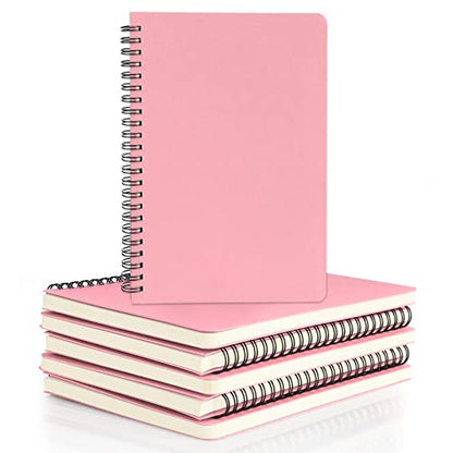 EUSOAR College Ruled Notebooks, 6 Packs 5.5" x 8.3" 120 Pages Pink A5 Spiral Notebook Bulk, Lined Writing Notebooks Sketchbook Set, Office Meeting School Supplies - color: Pink, size: 6 Packs