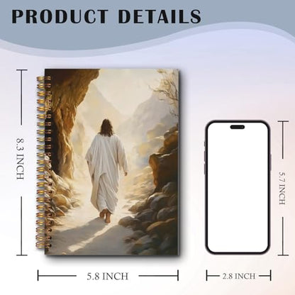 Exqcom Jesus Leaves the Tomb Christian Spiral Notebook, Jesus Resurrection Easter Bible Journal Gifts for Women, Prayer Religious Hardcover Notebook Journal Office School Supplies, 5.5x8.3 - color: white Bible Notebook-W