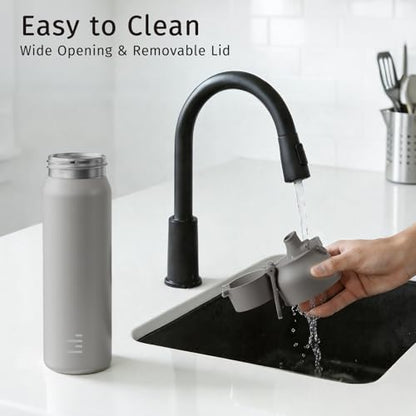24oz Insulated Water Bottle, 316L Stainless Steel Double Wall Vacuum Bottle, Keeps Drinks Cold or Warm, Leakproof One-Handed Flip Lid for Gym, Office, Travel & Daily Use (1 Pack) - color: Gray