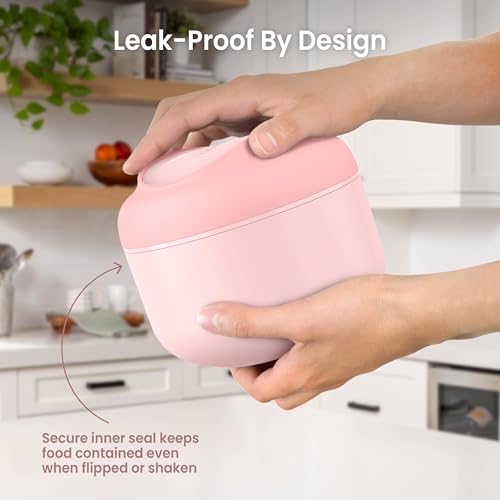 Bentgo Bowl - Insulated Leak-Resistant Bowl with Snack Compartment, Collapsible Utensils and Improved Easy-Grip Design for On-the-Go - Holds Soup, Rice, Cereal & More - BPA-Free, 21.2 oz (Blush) - color: Blush