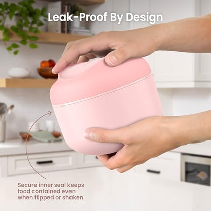 Bentgo Bowl - Insulated Leak-Resistant Bowl with Snack Compartment, Collapsible Utensils and Improved Easy-Grip Design for On-the-Go - Holds Soup, Rice, Cereal & More - BPA-Free, 21.2 oz (Blush) - color: Blush