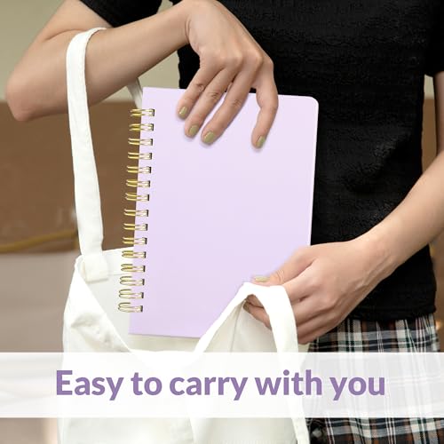 SUNEE Lined Spiral Journal Notebook for Women, 146 Pages College Ruled Hardcover Journaling Notebook for Work, Note Taking and Office School Supplies, A5 - Purple - color: Purple