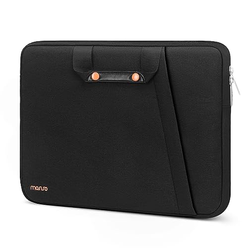 MOSISO Laptop Case 13.3 inch, 13-13.3 inch Laptop Sleeve, Black | Compatible with MacBook Neo/Air 13.6/Pro 13/Pro 14, HP Dell ASUS Lenovo, Polyester Vertical Bag with Bevel Pocket&Handle&Belt