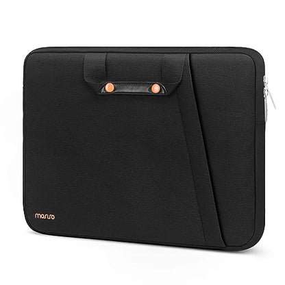 MOSISO Laptop Case 13.3 inch, 13-13.3 inch Laptop Sleeve, Black | Compatible with MacBook Neo/Air 13.6/Pro 13/Pro 14, HP Dell ASUS Lenovo, Polyester Vertical Bag with Bevel Pocket&Handle&Belt