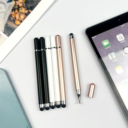 6-Pack 2-in-1 Stylus Pens for Touchscreen Devices – High-Precision, No-Charge Stylus for iPad, iPhone, Samsung & Android Tablets (3 Colors)