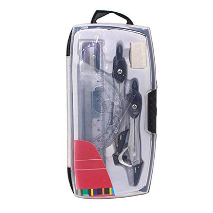 Math Geometry Kit Set Plastic Metal Geometry Protractor Drawing School Eraser Compasses Set Math Eraser Ruler for Students