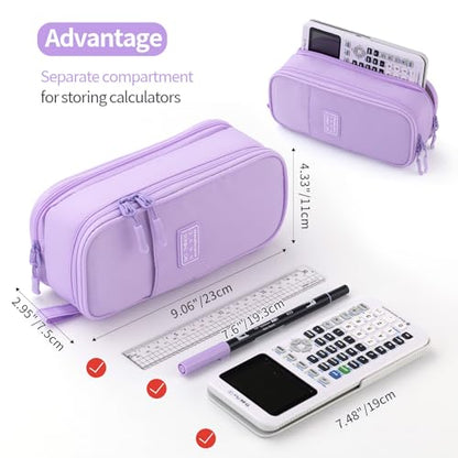 CICIMELON Large Pencil Case Big Storage Pen Pouch Bag with Compartment for School Supplies Office College Teen Boys Girls Adults, Upgraded Purple - color: Upgraded Purple