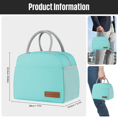 douyadady Lunch Bag&Box Women/Men Insulated&Reusable | Spacious Lightweight Waterproof Sturdy Durable Great Value For Office Work School Picnic Travel - color: Cyan