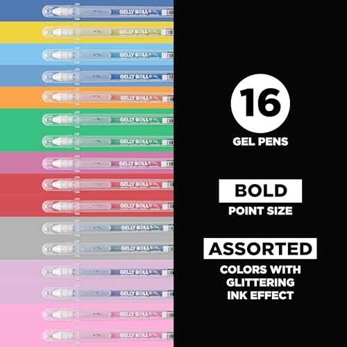 SAKURA 57913 16-Piece Gelly Roll Stardust Assorted Colors Cube Collection Glitter Pen Set - style: 16 Stardust Pens