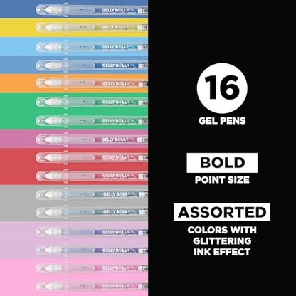 SAKURA 57913 16-Piece Gelly Roll Stardust Assorted Colors Cube Collection Glitter Pen Set - style: 16 Stardust Pens