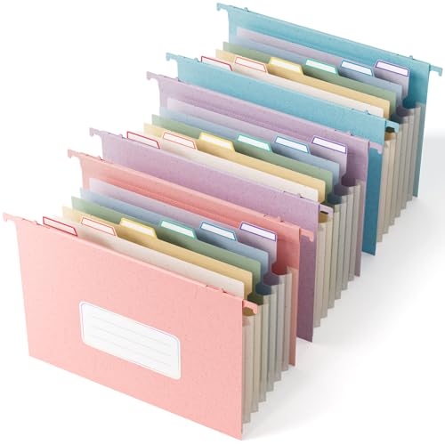 EcoStash Wheat Straw Expanding Hanging File Folders,7-Pocket Accordion Organizer with 1.2" Expansion, Large-Capacity Letter Size for Filing Cabinet, 100% BPA Free, 3-Pack (Pink, Blue, Purple) - color: Pink&bule&purple, style: 3 packs