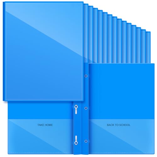 Henoyso 48 Pcs Plastic Folders with Clear Front Pocket and 3 Prong Take Home Plastic 2 Pocket Folder Back to School for Students Parent Teacher Communication for School Office (Blue) - color: Blue