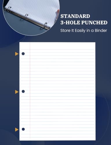 Loose Leaf Paper, 360 Sheets Filler Notebook Paper, 3-Hole Punched Binder Papers 8-1/2 x 11 In, Wide Ruled Lined Paper 8.5 x 11 for 3 Ring Binder, White, 3 Pack, 120 Sheets/Pad - style: 8.5x11-Wide Ruled-3 Pack (360 Sheets)