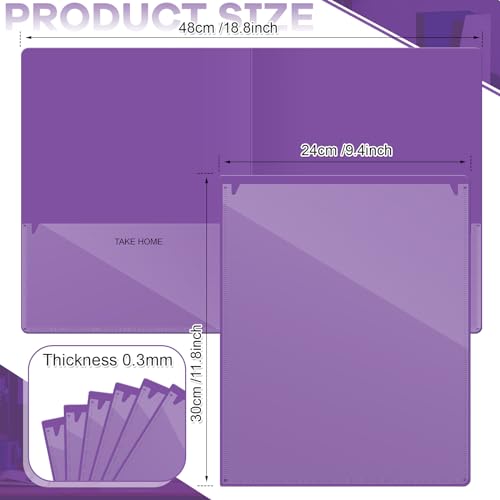 Henoyso 100 Pcs Folders Take Home Heavy Duty 2 Pocket Homework Folder for Students Parent Teacher Communication, 11.8 x 9.45 Inch(Purple) - color: Purple