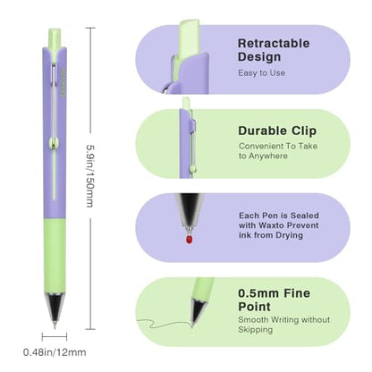 Ddaowanx Gel Pens,5Pcs Fine Point Smooth Writing Pens,0.5mm Black Ink for Journaling,Writing,Note Taking,Office School Supplies,Aesthetic Desk Accessories for Women - color: Contrast